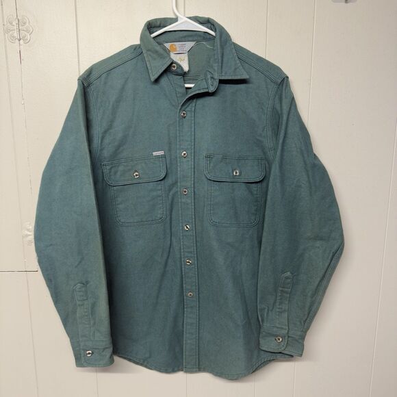 Vtg Carhartt Rugged Outdoor Wear Button Down Shirt Canvas Workwear Faded Men M - Picture 1 of 10
